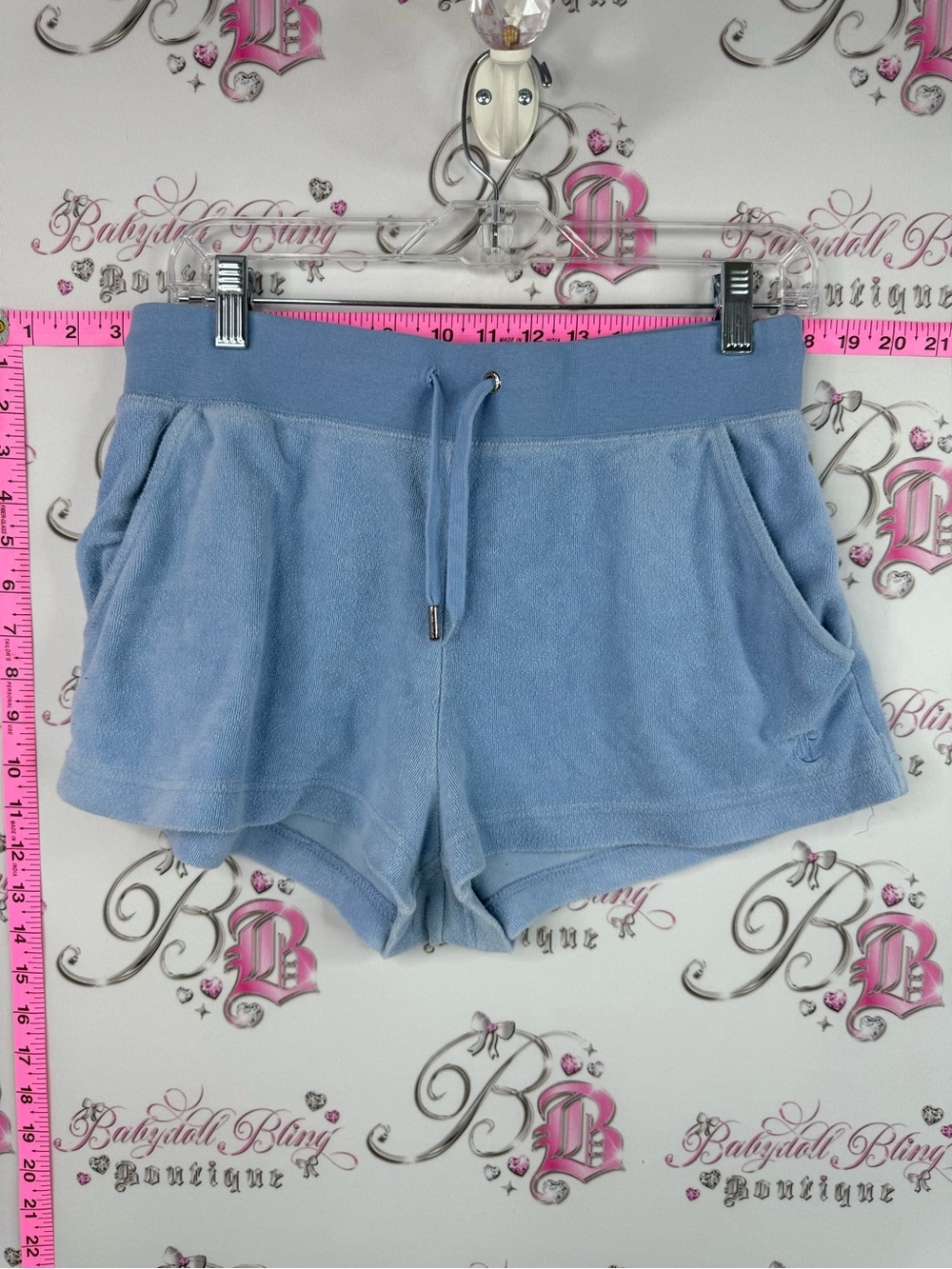 Juicy Couture shorts towel material Light Blue Terry Cloth Shorts